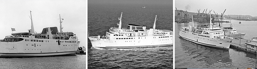 Stena Danica foto's uit 1965 op zee en langs de kade